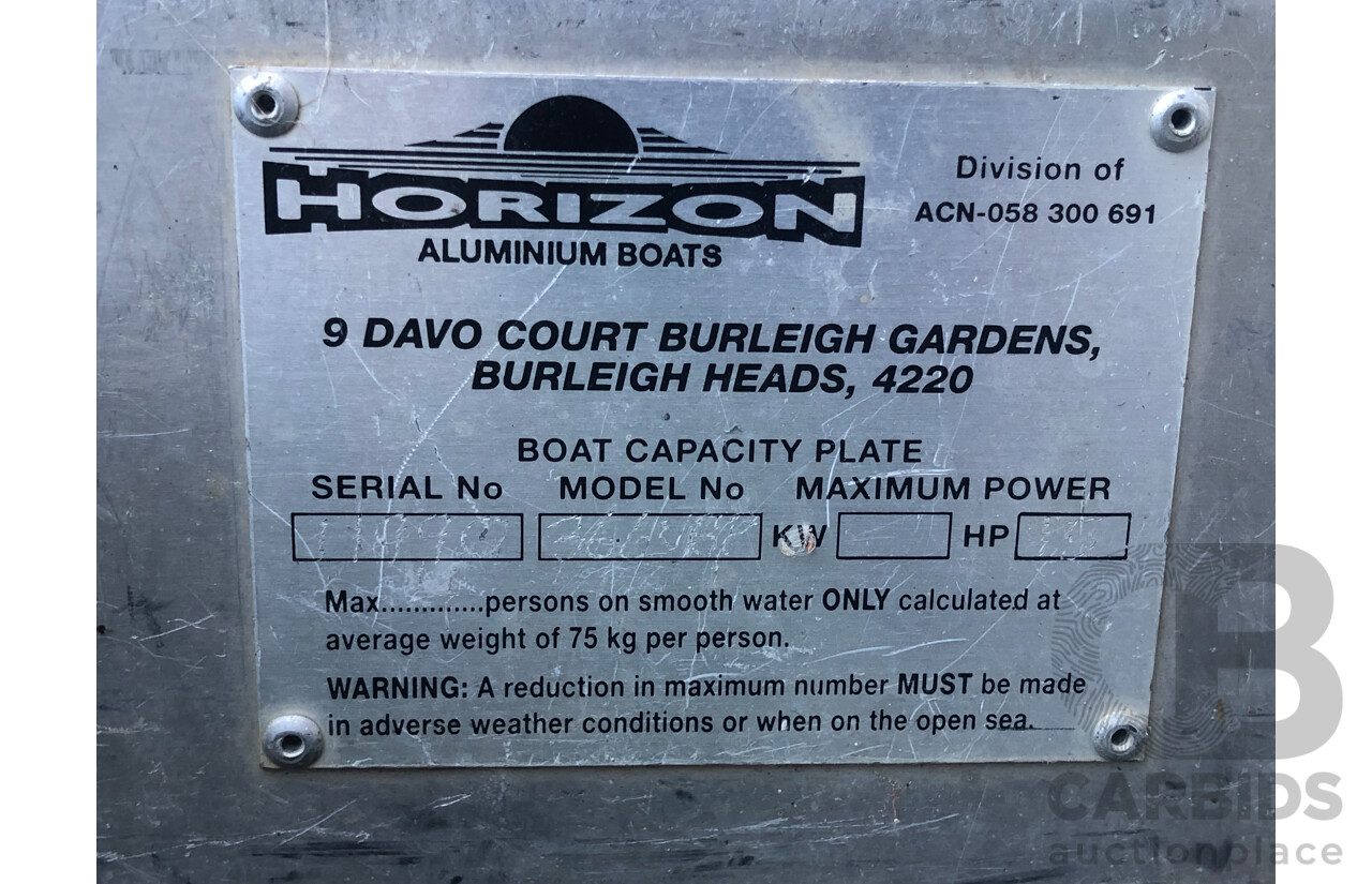 Horizon 12 Foot Aluminium Boat with 20hp Tohatsu Outboard Motor and Boat Trailer