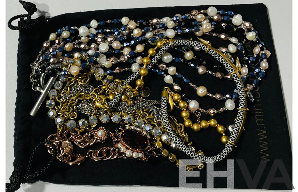 Mimco Jewellery (3) Necklaces and (2) Bracelets, in Mimco Dust Bag