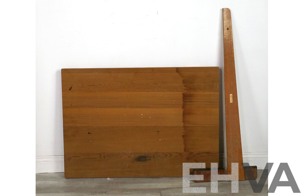 Vintage Timber Table Top Drawing Board with T Square