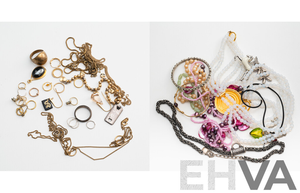 Miglio Silver Tone Celtic Chain & Pendant with Collection of Beaded Necklaces and Other Jewellery Items