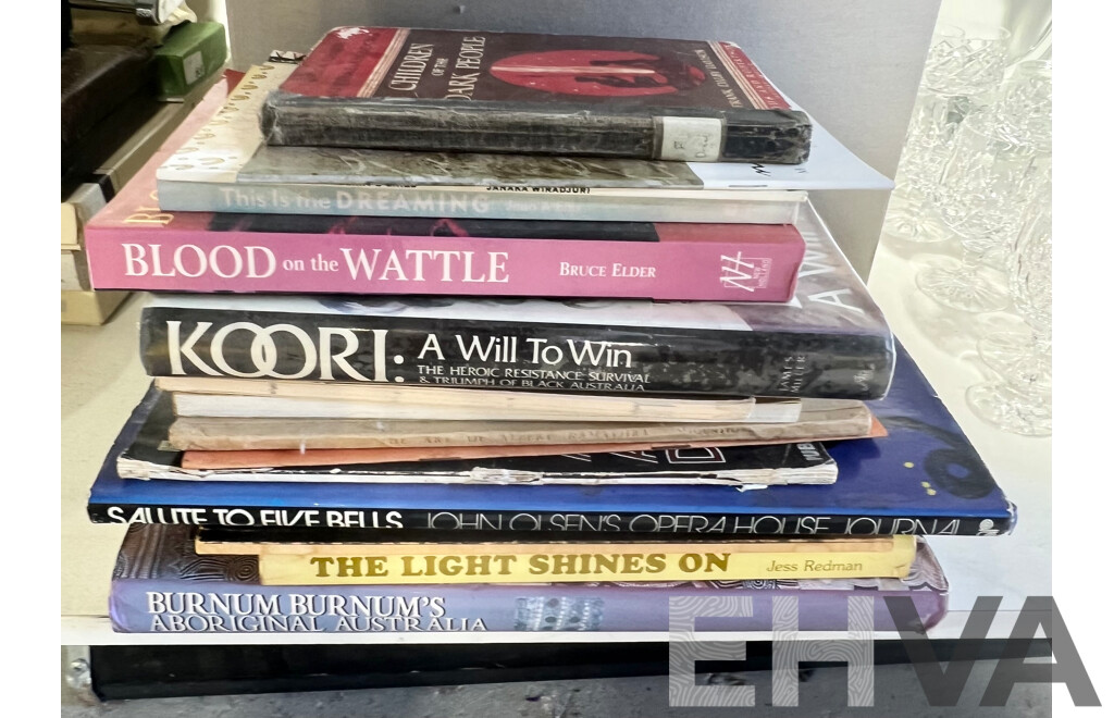 Collection Books Mostly Relating to Australian First Nations Indigenouse Peoples Including Mountfords the Art of Albert Namatjira, Millers Koori, a Will to Win and More