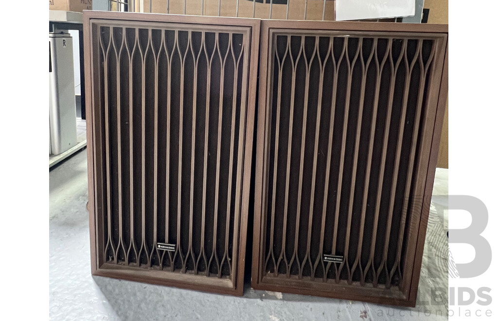 Pair of Vintage Timber Cased Kenwood KL-555A Floor Speakers