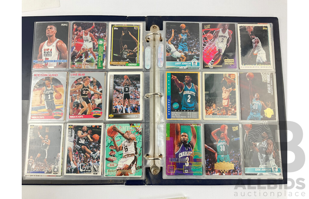 Collection of 1990's Upper Deck, Sky Hook, Topps and Fleer NBA Cards Including East/West All-stars, Tim Hardaway, Dominique Wilkins Larry Johnson, David Robertson, Scottie Pippen, Steve Kerr and More