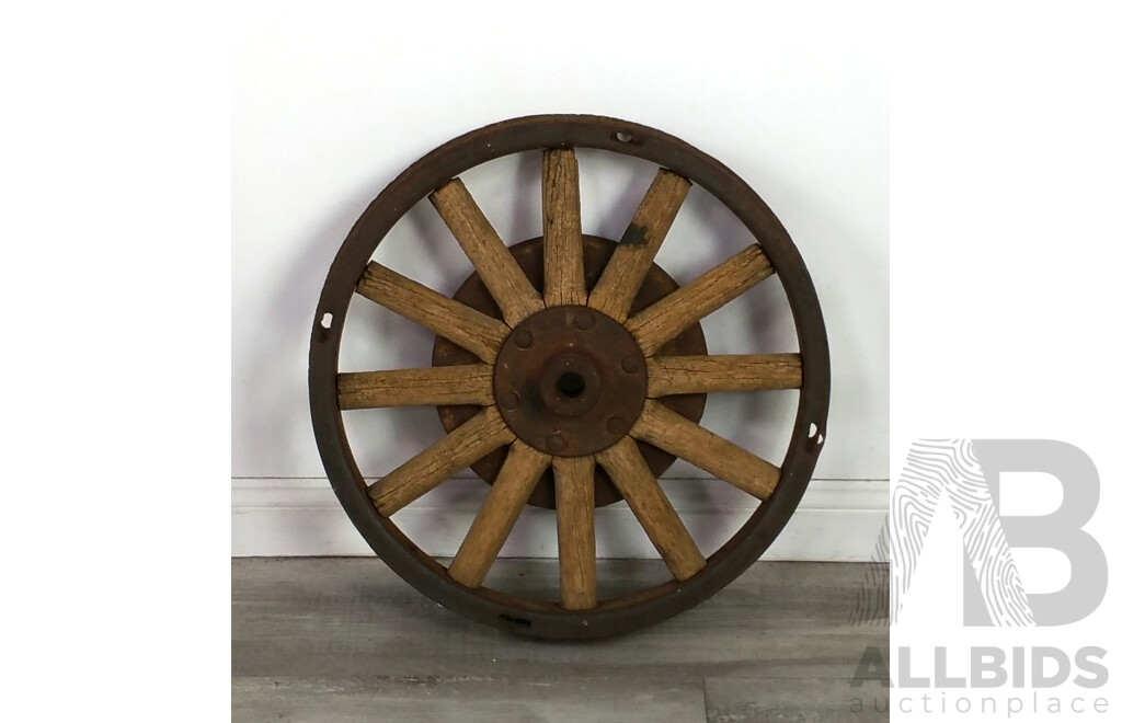 Turned Timber Spoke Wheel with Cast Iron Hub