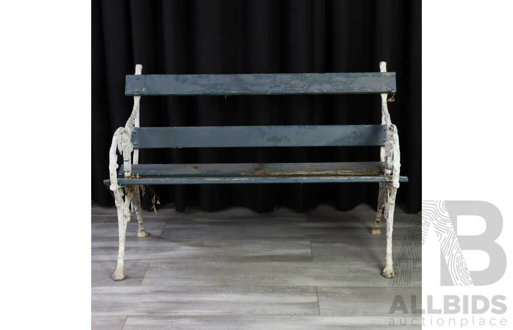 Pair of Cast Alloy and Timber Garden Benches