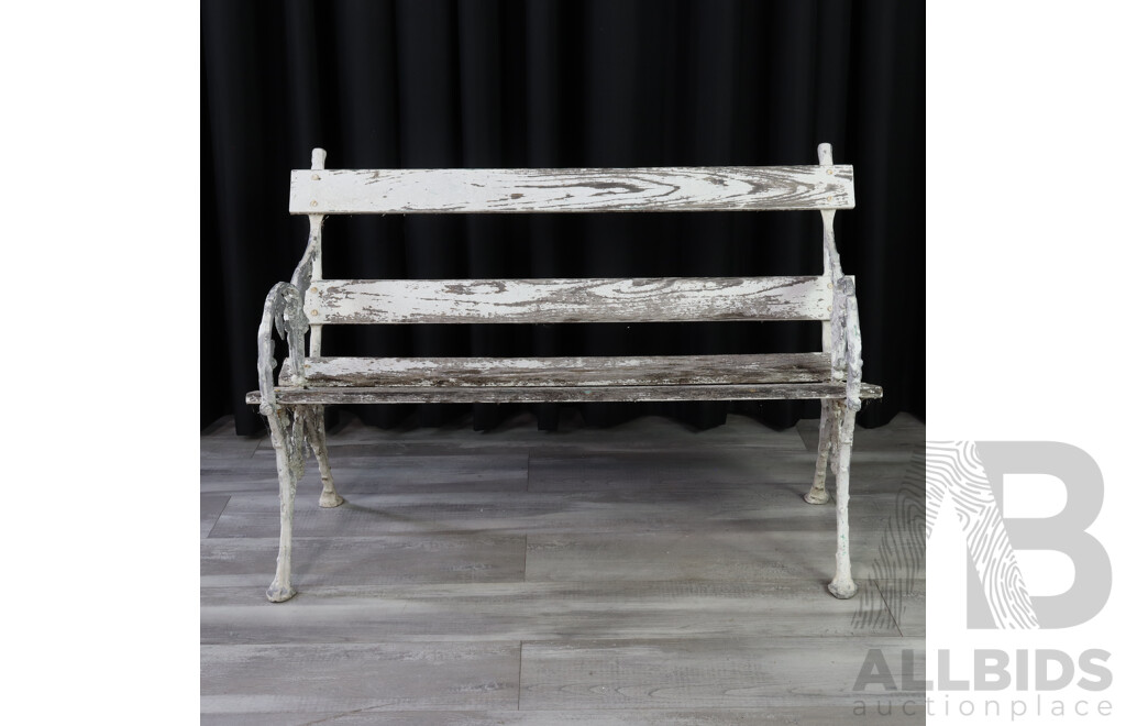 Pair of Cast Alloy and Timber Garden Benches