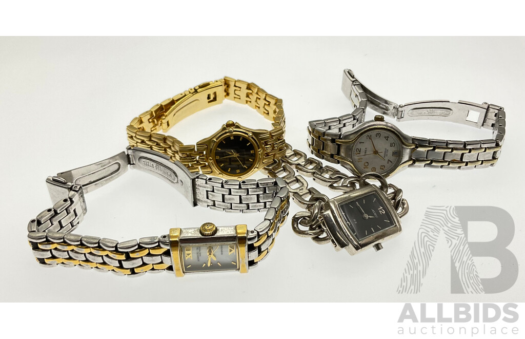 Collection of (4) Ladies Dress Watches Including Anne Klein, Louis Phillipe, Adec & Timex