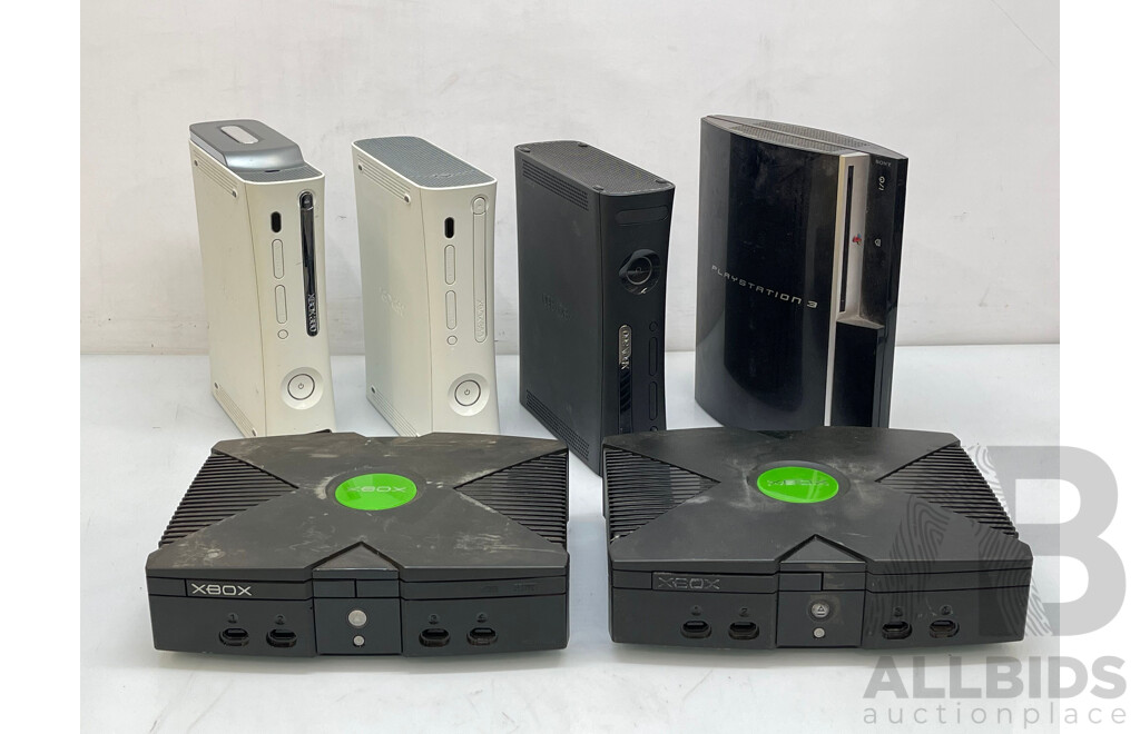 XBox and Playstation Game Consoles - Lot of 6