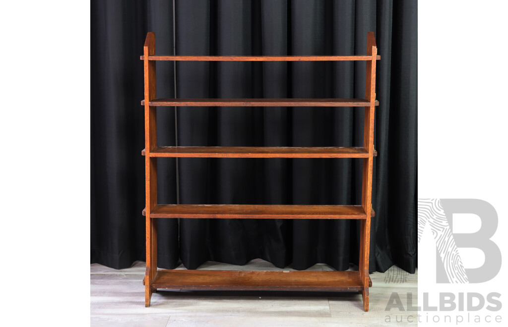 Art Deco Oak Five Tier Bookcase