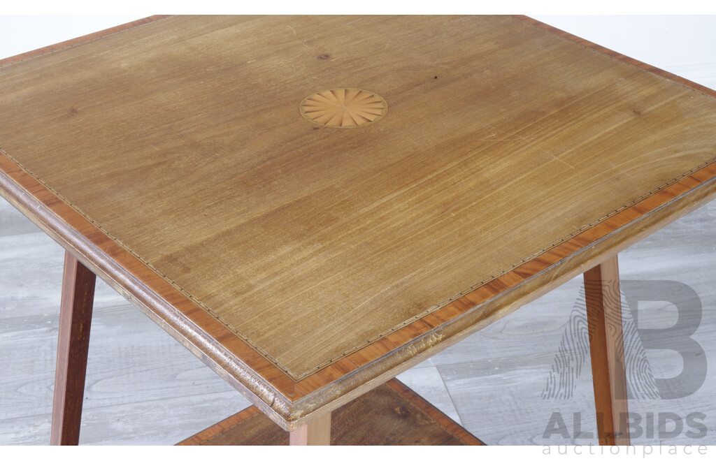 Antique Sqaure Occasional Table with Fine Marquetry