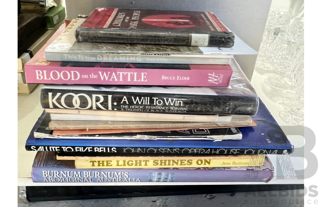 Collection Books Mostly Relating to Australian First Nations Indigenouse Peoples Including Mountfords the Art of Albert Namatjira, Millers Koori, a Will to Win and More