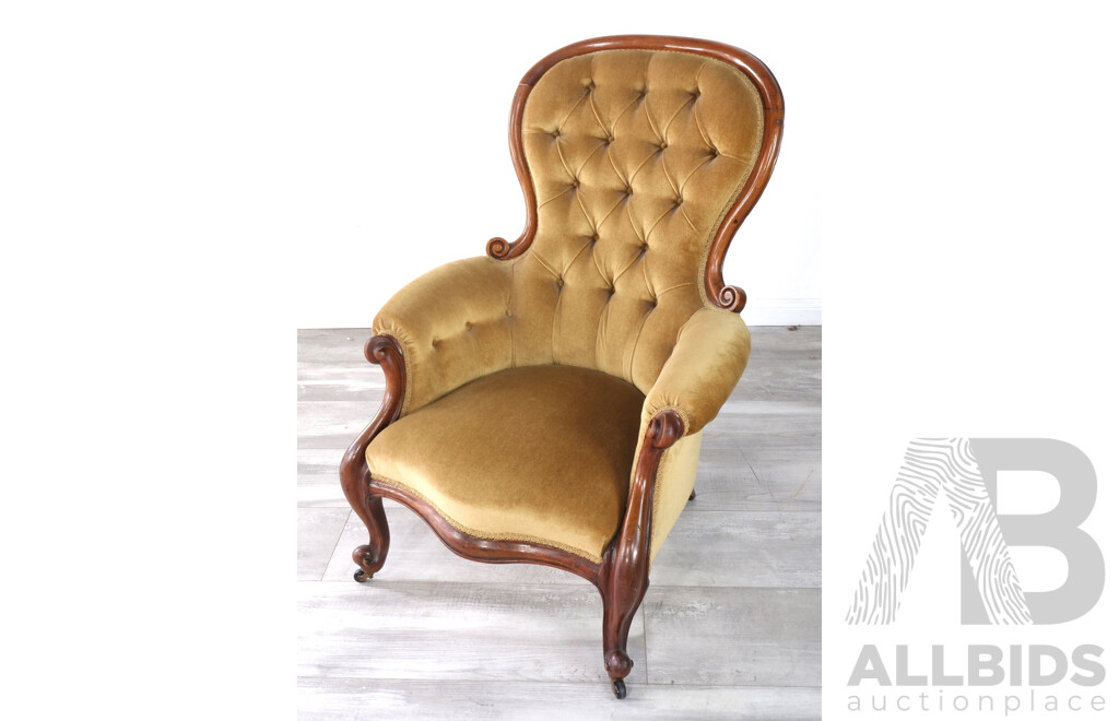 Victorian Walnut Grandfather Chair
