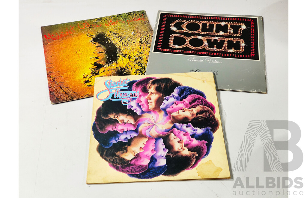 Collection Three Vinyl LP Records of Australian Interest Comprising COunt Down Limited Edition Silver Jubilee Album, Sherbet & Midnight Oil