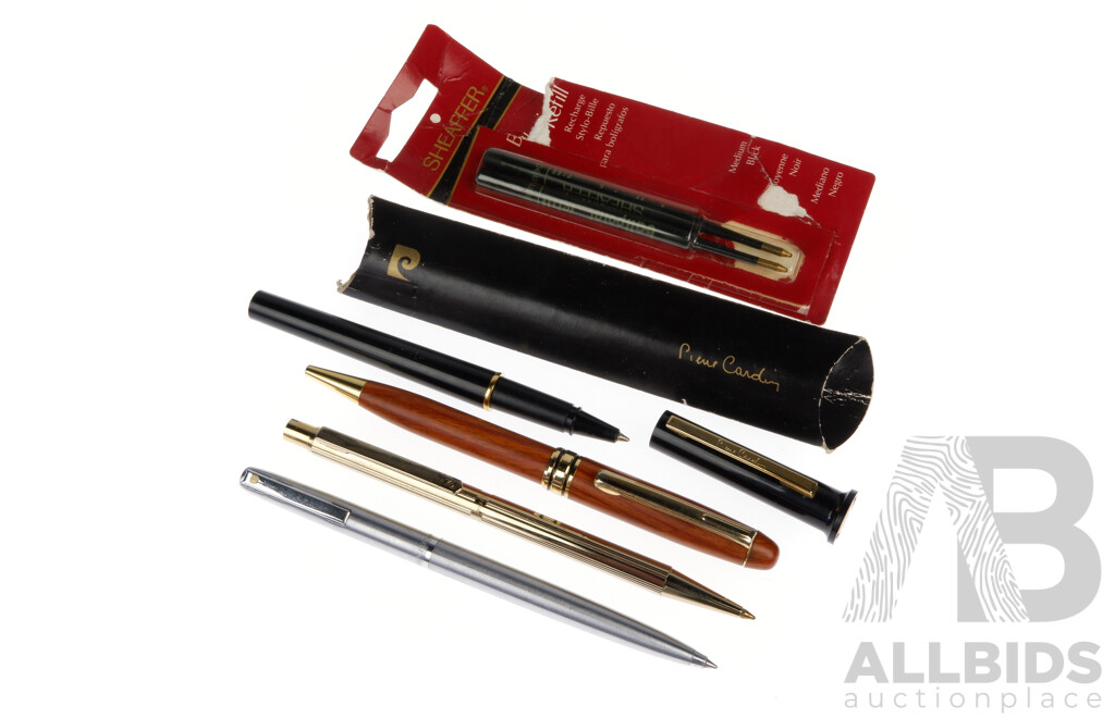Collection Four Quality Ballpoint Pens Including Two Shaeffer Examples with Refills, Pierre Cardin Example and More