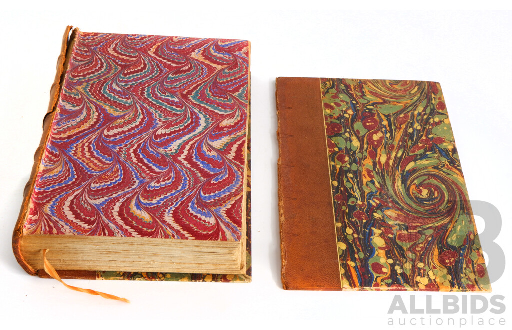 The Works of Lord Byron, Volumes 1 to 7, John Murray, London, 1901, Quarter Leather Bound with Marbled Endpapers Along WithThree Other Books