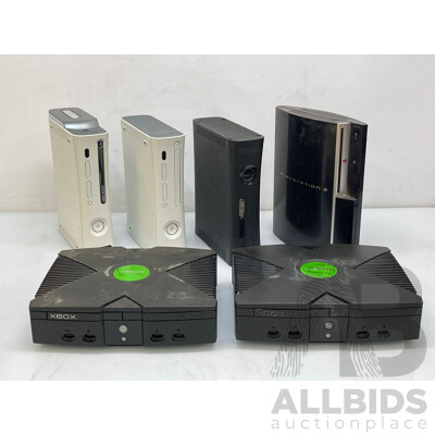 XBox and Playstation Game Consoles - Lot of 6