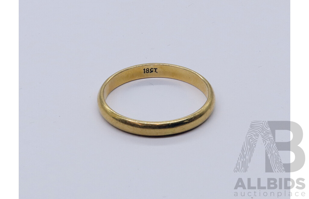 18ct Yellow Gold Gents Wedding Band, Size Z, 4g