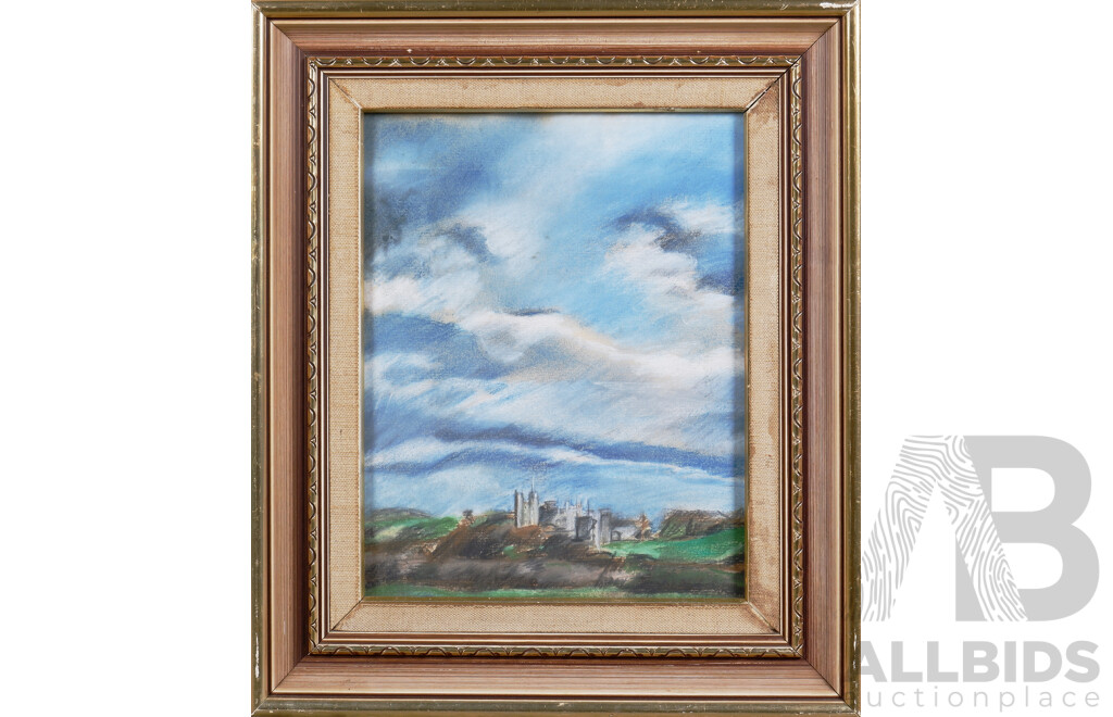 Two Landscape Paintings Signed Sue Tracy & C. Vardy Together with a Pastel Scene of a Castle