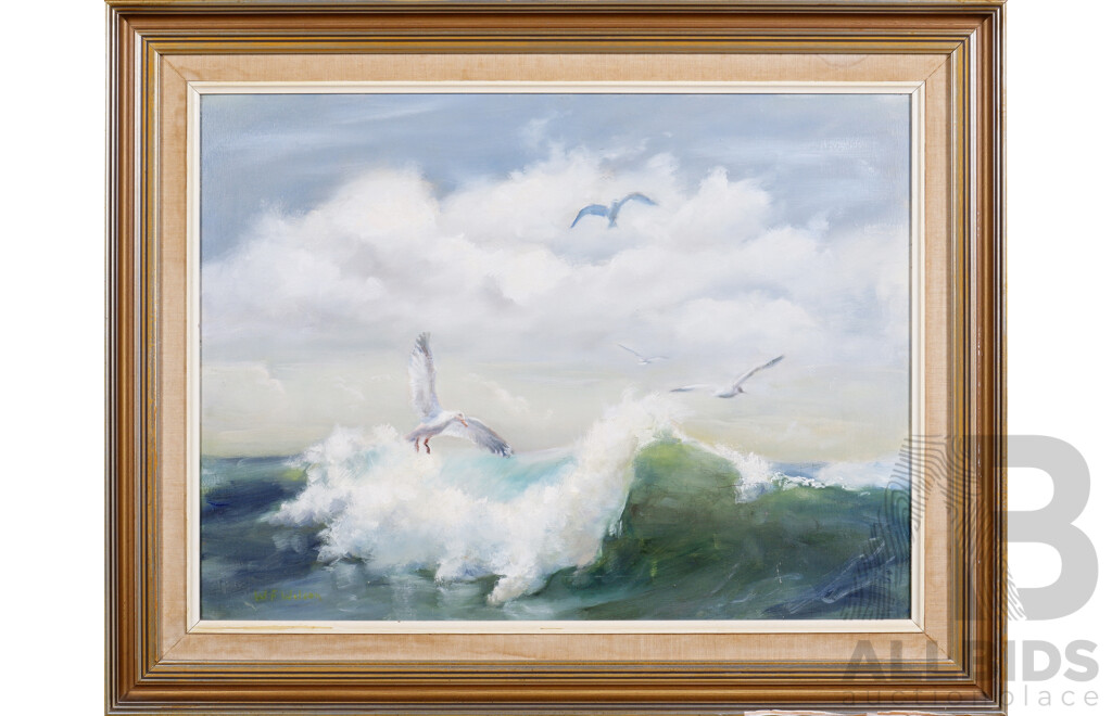 William F. Wilson, Seagulls, Oil on Paper on Board