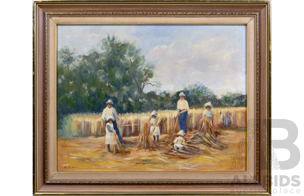 Bernice McNeill, Untitled (Family Harvest Scene), Acrylic on Canvas