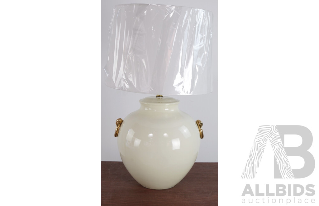 Carlos Remes Style Table Lamp and New Shade with Brass Fittings, in Classic Chinese Vase Form