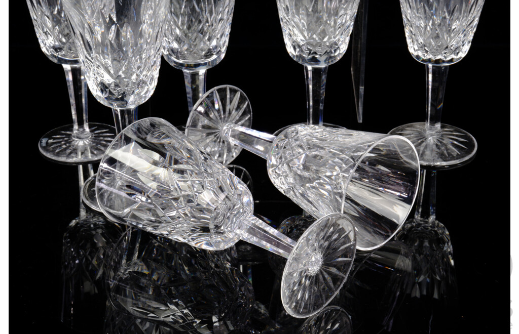 Set Ten Waterford Crystal Glasses in Classic Lismore Pattern