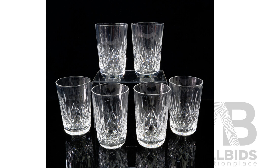 Set Six Waterford Crystal Tumblers in Classic Lismore Pattern
