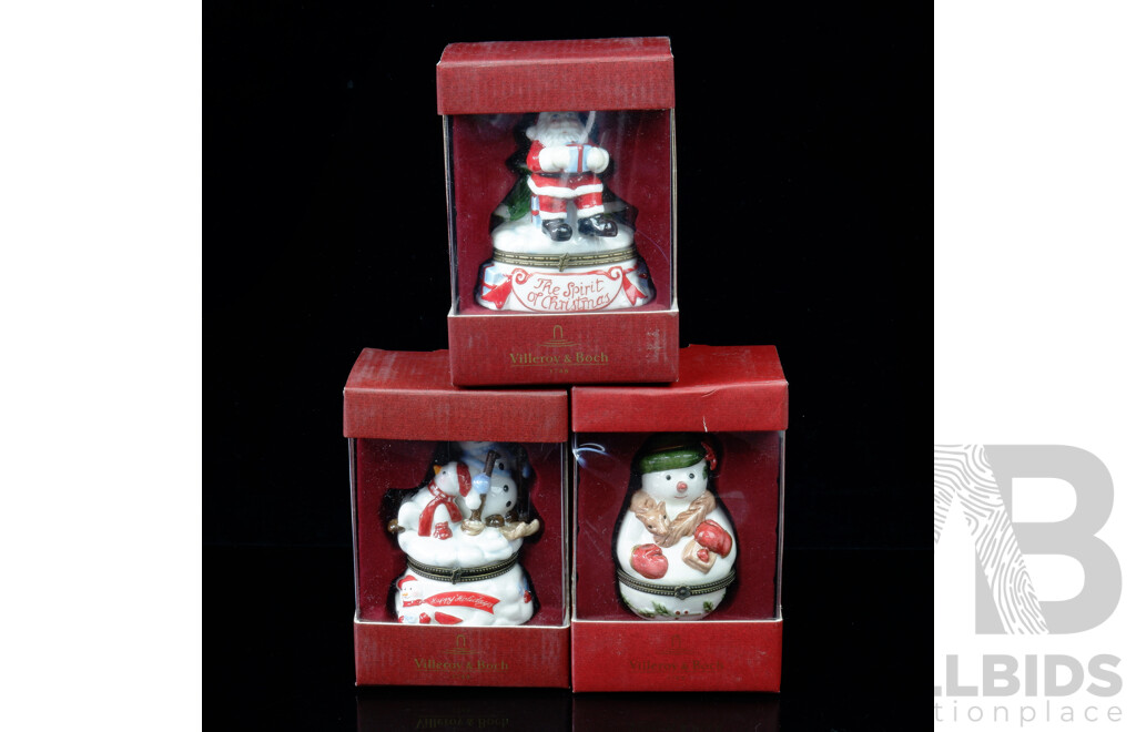 Collection Three Villeroy & Boch Porcelain Christmas Tree Ornaments in Original Boxes