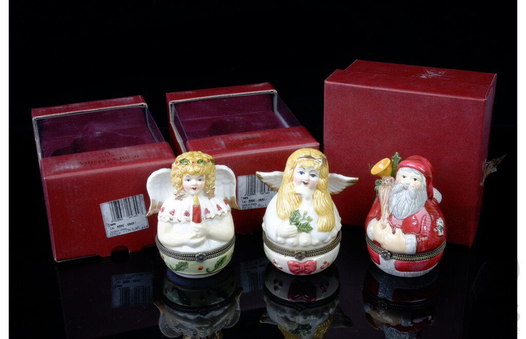 Collection Three Villeroy & Boch Porcelain Christmas Tree Ornaments in Original Boxes