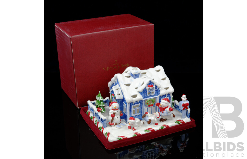 Villeroy & Boch Porcelain Christmas Santas Deco Lights Tea Light Holder Ornament in Original Box