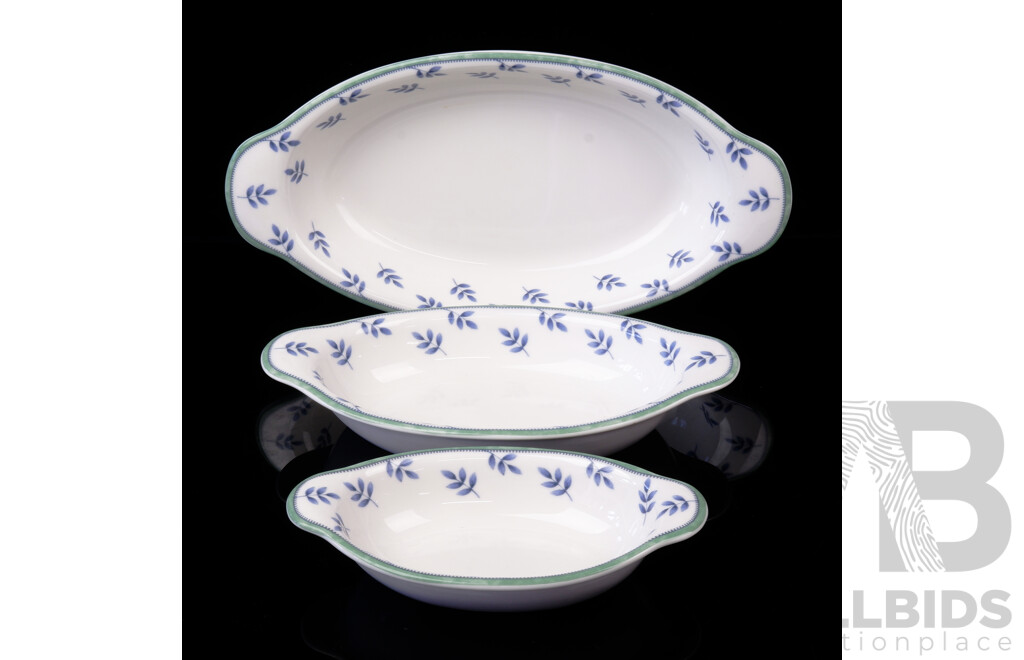 Set Three Graduating Villeroy & Boch Porcelain Serving Dishes in Mix N Match Switch 3 Pattern