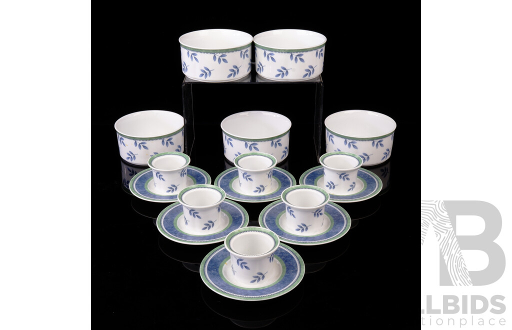 Collection Villeroy & Boch Porcelain in Switch 3 Mix N Match Pattern Comprising Set Six Egg Cups & Set Five Ramekins