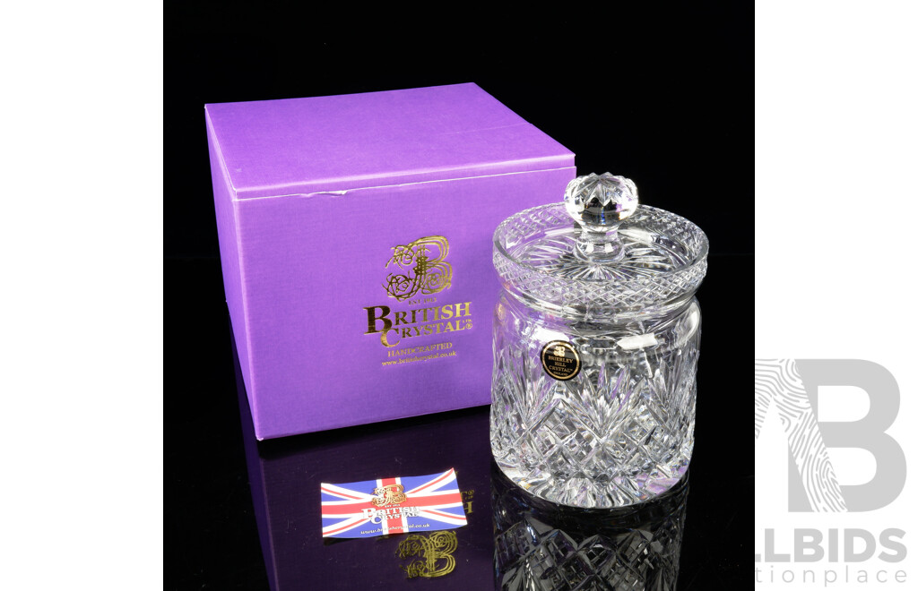 Brierley Hill British Handcrafted Crystal Ice Bucket in Westminster Pattern with Original Label in Original Box