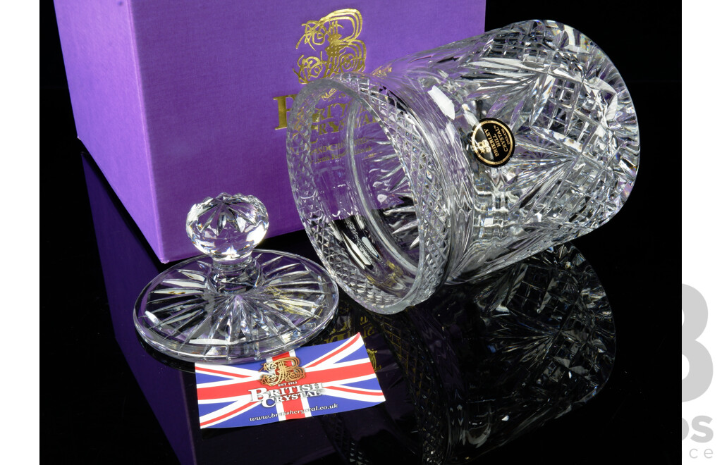 Brierley Hill British Handcrafted Crystal Ice Bucket in Westminster Pattern with Original Label in Original Box
