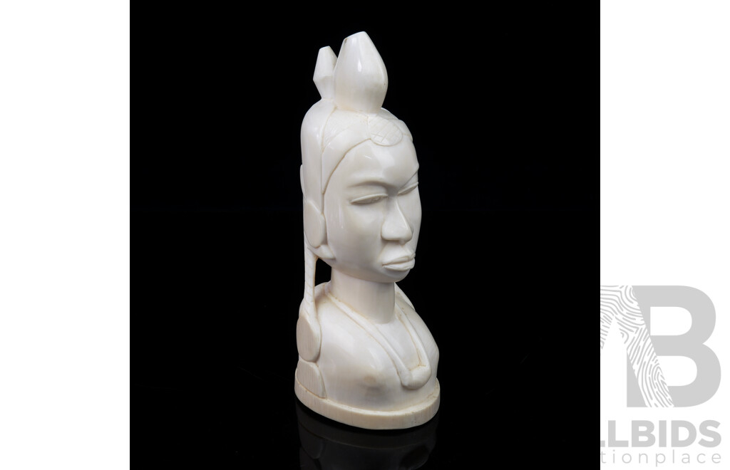 Vintage Hand Carved Solid Ivory African Female Bust