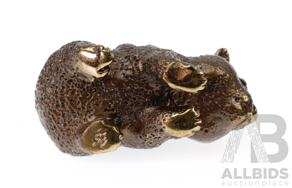 Australian Bronze Wombat Figure, Inscribed P S