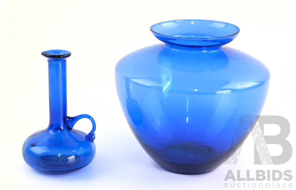 Two Pieces Cobolt Blue Glass