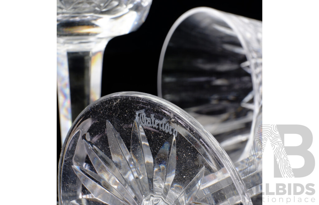 Set Four Waterford Crystal Wine Glasses in Classic Lismore Pattern