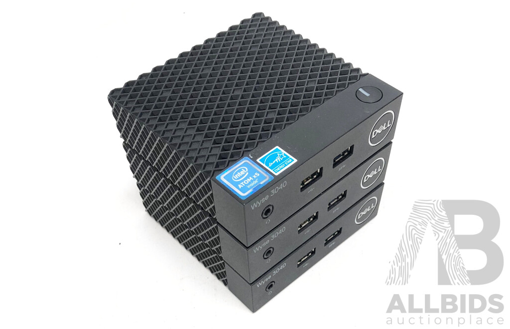 Dell (N10D) Wyse 3040 Intel Atom (x5-Z8350) 1.44GHz-1.92GHz 4-Core CPU Thin Client - Lot of Three