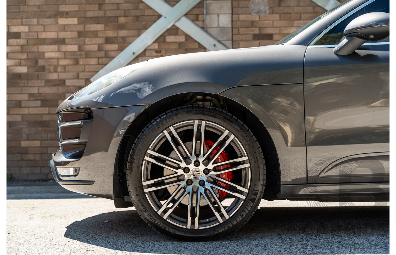6/2015 Porsche Macan Turbo (AWD) 4d Wagon Agate Grey Metallic Turbo V6 3.6L