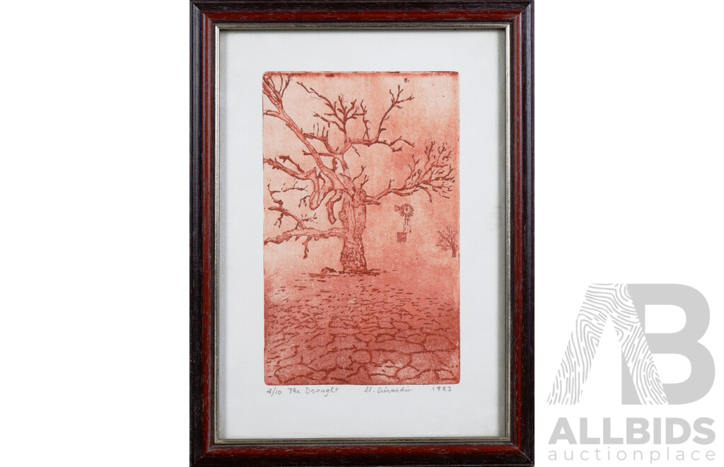 M. Girardin, the Drought, Etching, Together with Framed Offset Print (2)