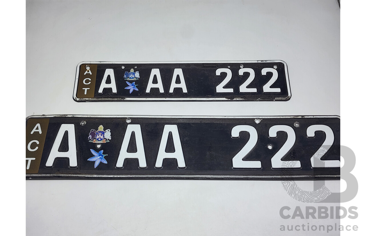 ACT Alpha Numerical European Style Number Plate - AAA 222
