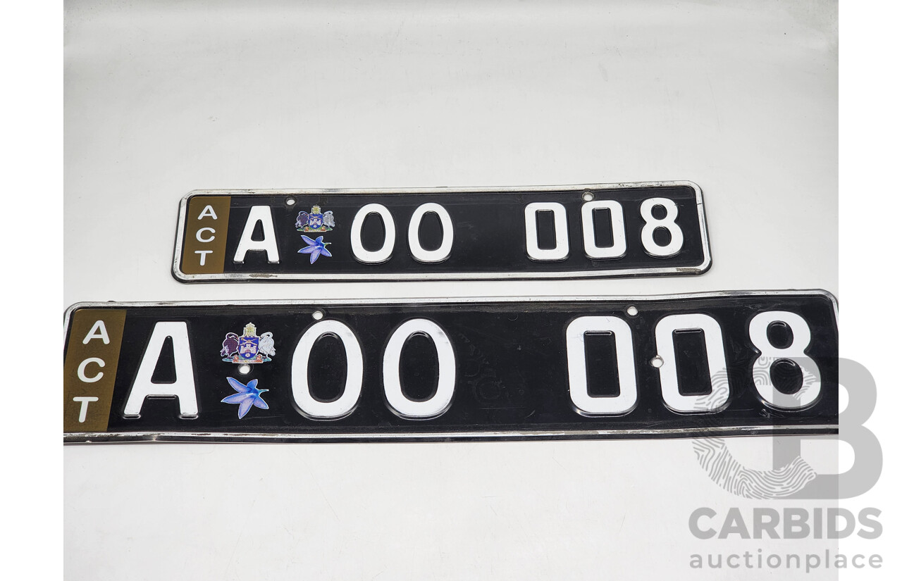 ACT Alpha Numerical European Style Number Plate - AOO 008