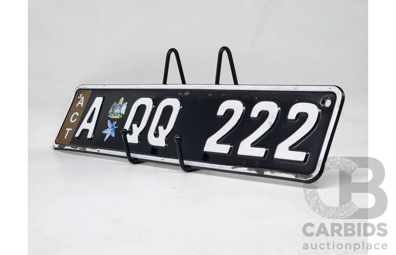 ACT Alpha Numerical European Style Number Plate - AQQ 222