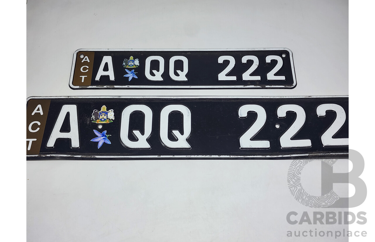 ACT Alpha Numerical European Style Number Plate - AQQ 222