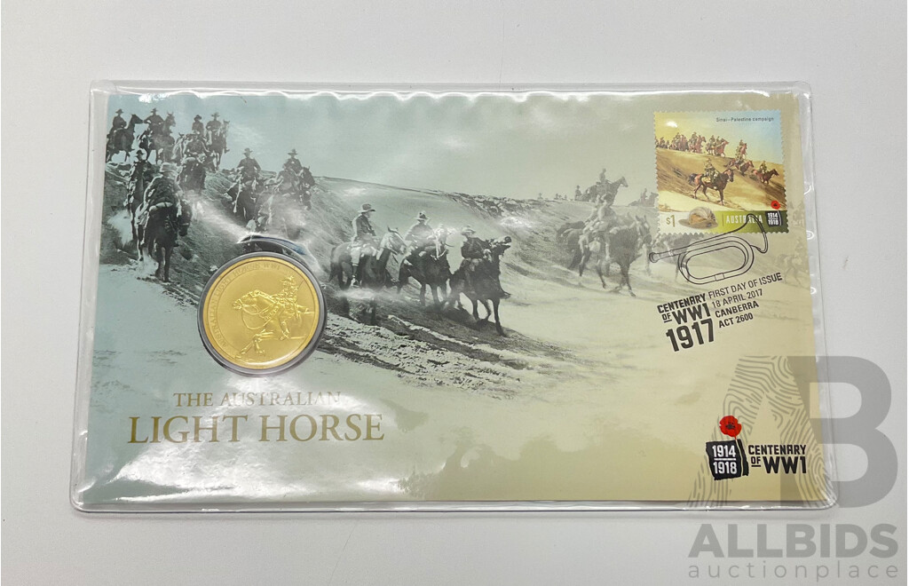Australian 2017 One Dollar Coin World War One Australian Light Horse PNC