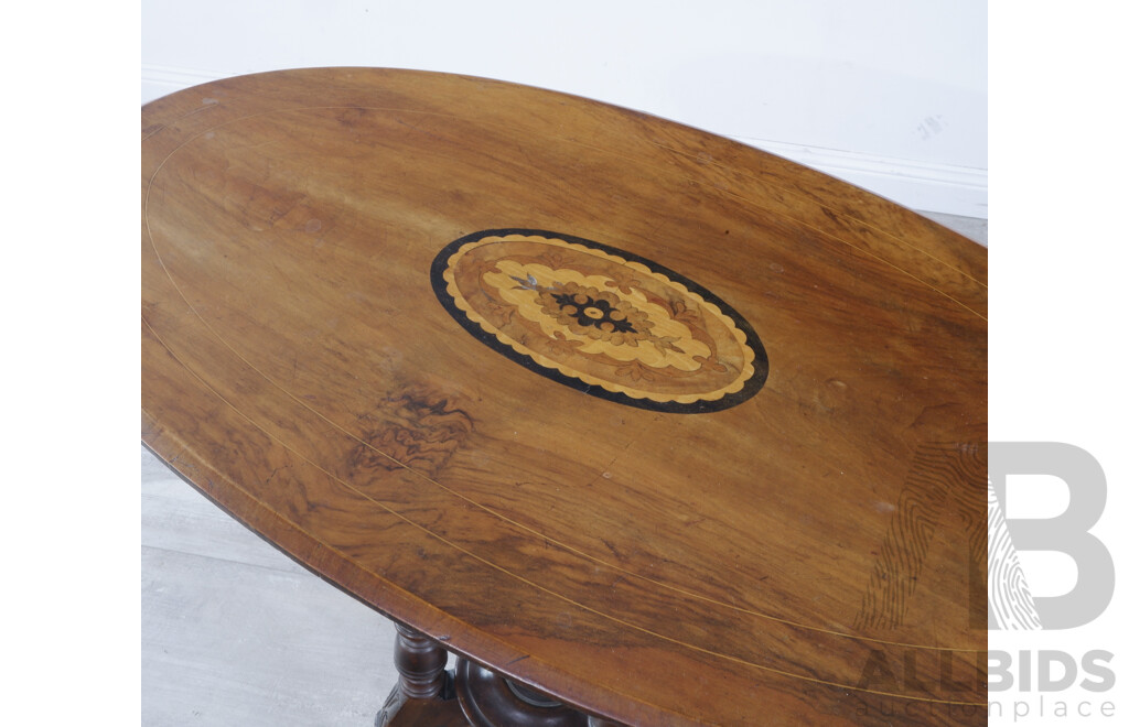 Antique Oval  Table with Walnut Veneer