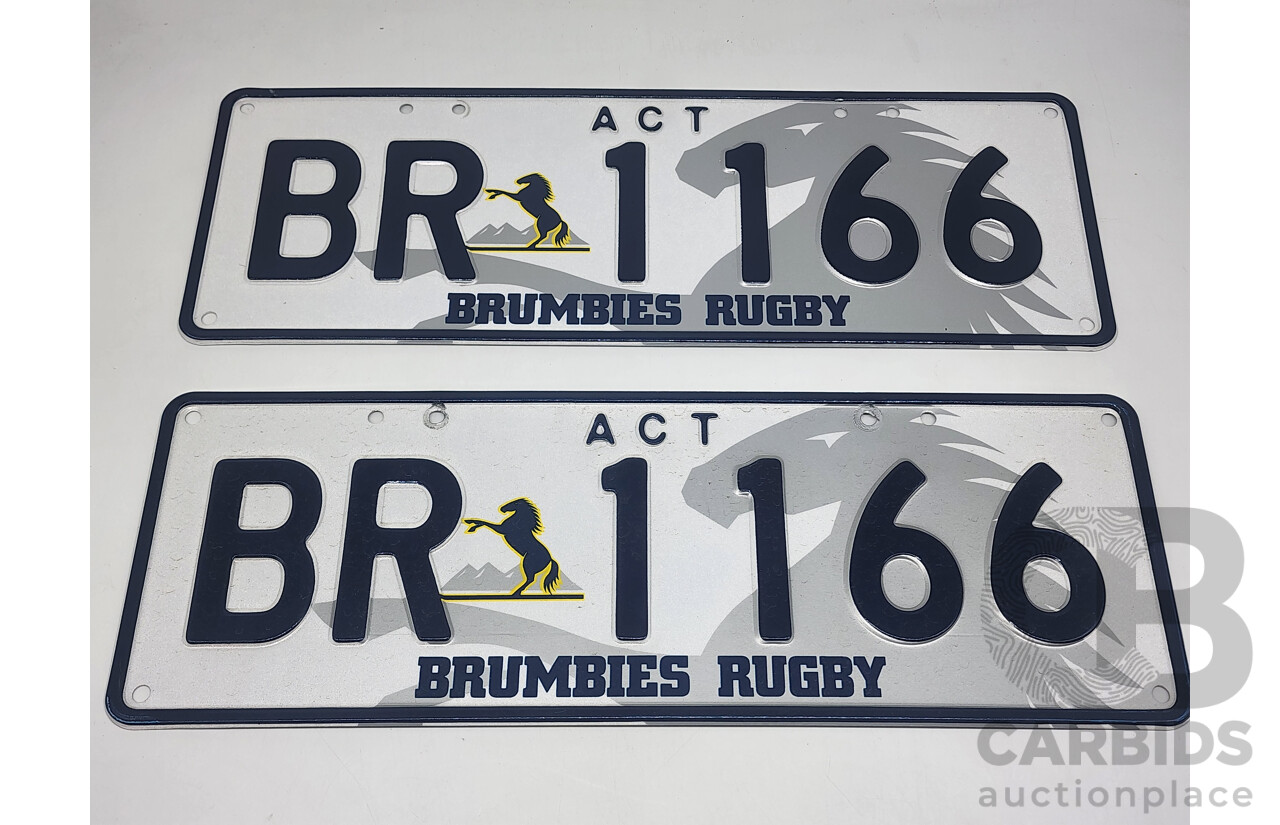 Brumbies ACT Number Plates - BR 1166