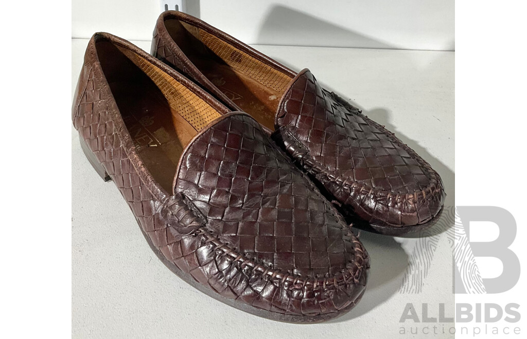 Pair of Cheaney Mens Woven Leather Loafers