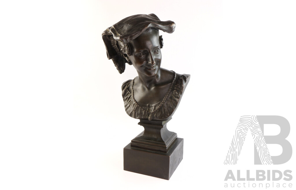 Reproduction Cast Bronze Bust of a Lady